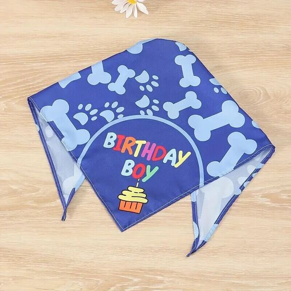 Happy Birthday Boy Dog Bandana Blue Cupcake Fits all dogs Ships next day - Picture 2 of 2